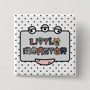 Kleines Monster - Text-Gekritzel u. Gesicht Button