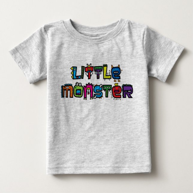 Kleines Monster - Text kritzelt (hellen) Baby-T - Baby T-shirt (Vorderseite)
