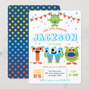 Kleines Monster zum Thema Junge 2. Geburtstag Einladung