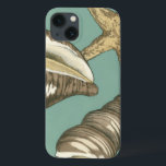 Kleines Muschel-Trio auf aquamarinem iPhone 13 Hülle<br><div class="desc">Megan Meagher bekannt für ihre einfachen Kunststücke. Dieses Bild nimmt die Einfachheit der Schätze der Küste,  der Muscheln eines Tritonshorns und des Starfish gefangen. Meagher gibt einen aquamarinen Hintergrund in ihrem Bild um,  um diese Schätze zu kontrastieren. Erhalten Sie diesen Kunstdruck heute auf Ihrem Zazzle Produkt heute.</div>