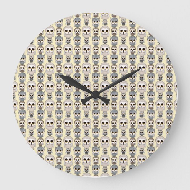 Kleines Muster auf hellgelb Große Wanduhr (Vorderseite)