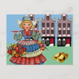 Kleines niederländisches Mädchen in Nationalkostüm Postkarte