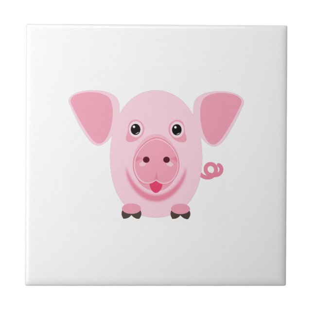 Kleines niedliches rosa Schwein Fliese (Vorderseite)