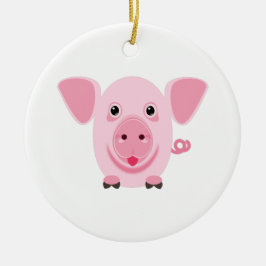 Kleines niedliches rosa Schwein Keramik Ornament