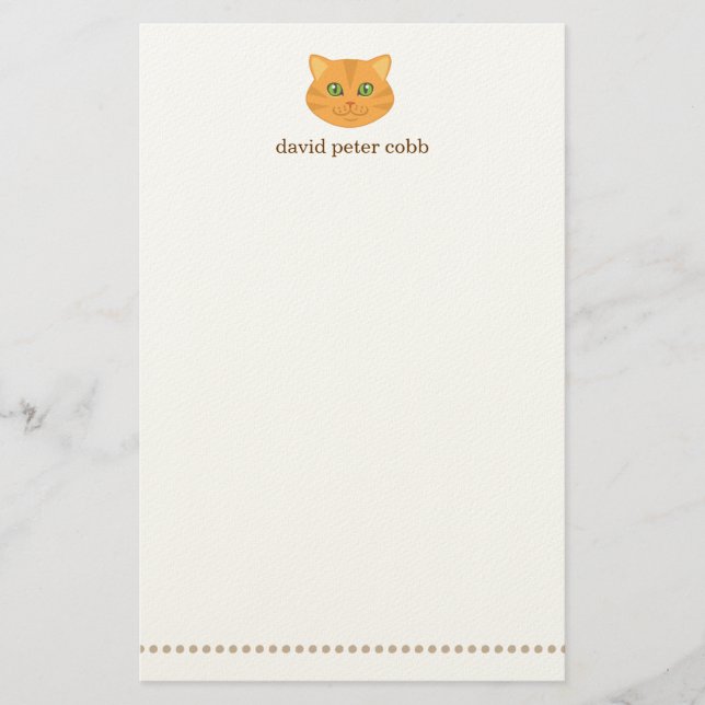 Kleines orange Tabby-Katzen-personalisiertes Briefpapier (Vorderseite)