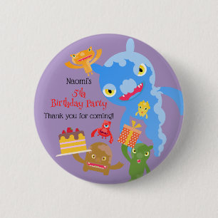 Kleines Party Monster und Konfetti Geburtstagspart Button