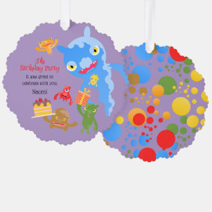 Kleines Party Monster und Konfetti Geburtstagspart Ornament Karte
