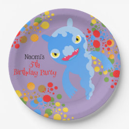 Kleines Party Monster und Konfetti Geburtstagspart Pappteller