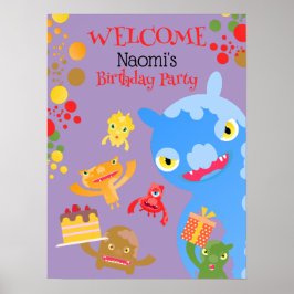 Kleines Party Monster und Konfetti Geburtstagspart Poster