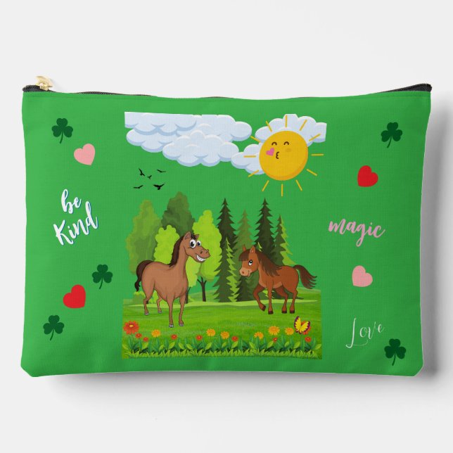 Kleines Pferde-Design für Kinder Zubehörtasche (Vorderseite)