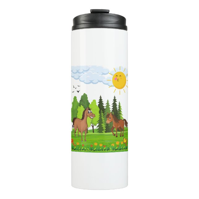 Kleines Pferdedesign für Kinder Thermosbecher (Vorderseite)