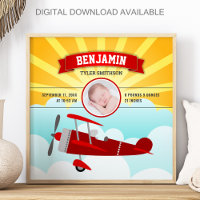 Kleines Pilot-Rotflugzeug-Baby-Foto-Geburtsstatist