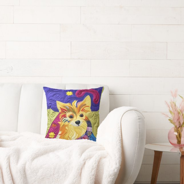 Kleines Pom Puppy-Quilt wie Design Kissen (Liege)