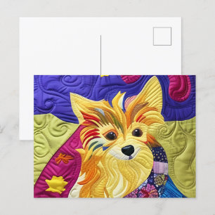 Kleines Pom Puppy-Quilt wie Design Postkarte