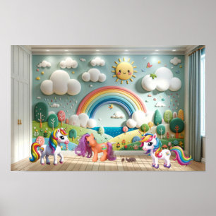 Kleines Pony und Einhörner Poster