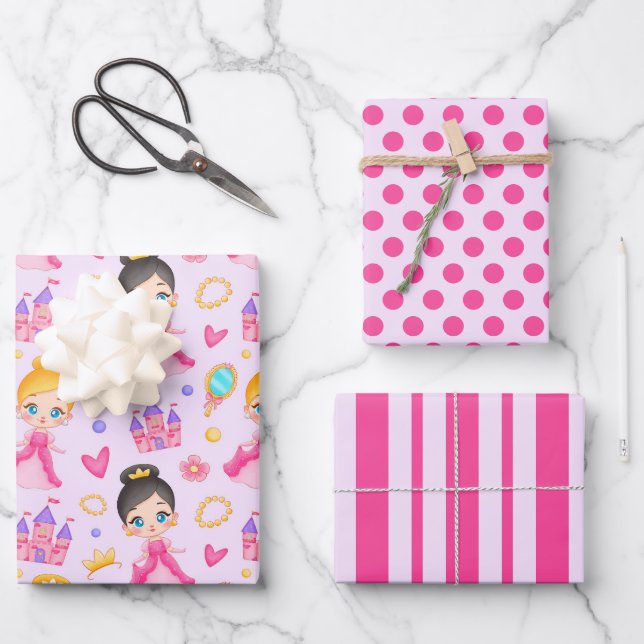 Kleines Princess Wrapping Paper Set von 3 Geschenkpapier Set (Vorderseite)