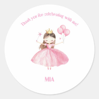 Kleines Prinzessin 1. Geburtstag Danke Aufkleber