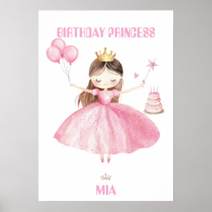 Kleines Prinzessin 1. Geburtstag Poster Mädchen Be