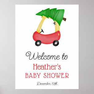Kleines Red Car Tree Babydusche Begrüßungszeichen Poster