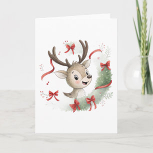 Kleines Reh Weihnachten, süßes Hirschkalb Feiertagskarte