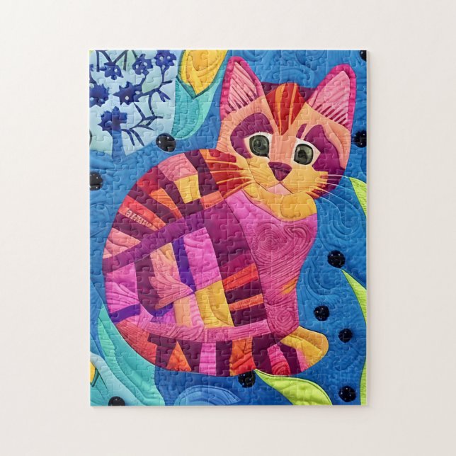 Kleines, reizbares Kittenquilt wie Design Puzzle (Vertikal)