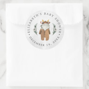 Kleines Renntier Weihnachts-Baby-Party-Geschenk Runder Aufkleber