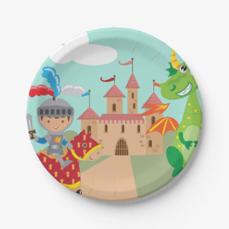Kleines Ritter-Schloss und Drache Pappteller