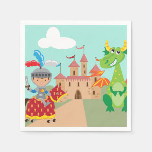 Kleines Ritter-Schloss und Drache Serviette