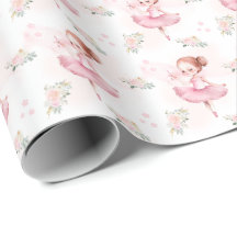 Kleines rosa Ballerina Geburtstagsgeschenkpapier