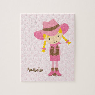 Kleines rosa Cowgirl {blond} Puzzle