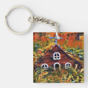 Kleines rotes Feenhaus  Schlüsselanhänger