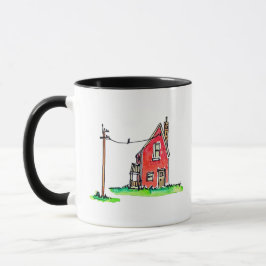 Kleines Rotes Haus mit Power Tasse