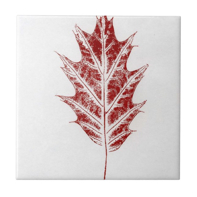 Kleines, rotes Herbstblatt Fliese (Vorderseite)