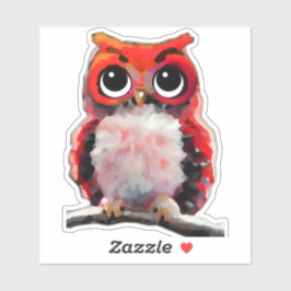 Kleines Rotes Owl Aufkleber