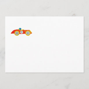 Kleines rotes Roadster-Rennwagen-Kinder1. Einladung