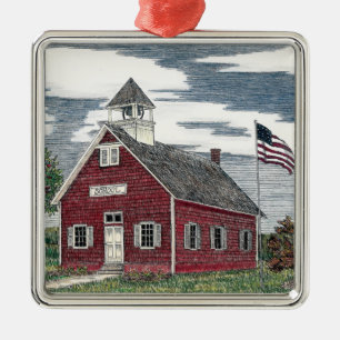 Kleines Rotes Schulhaus Premium Square Ornament