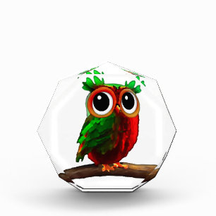 Kleines Rotes und Grünes Owl Fotoblock