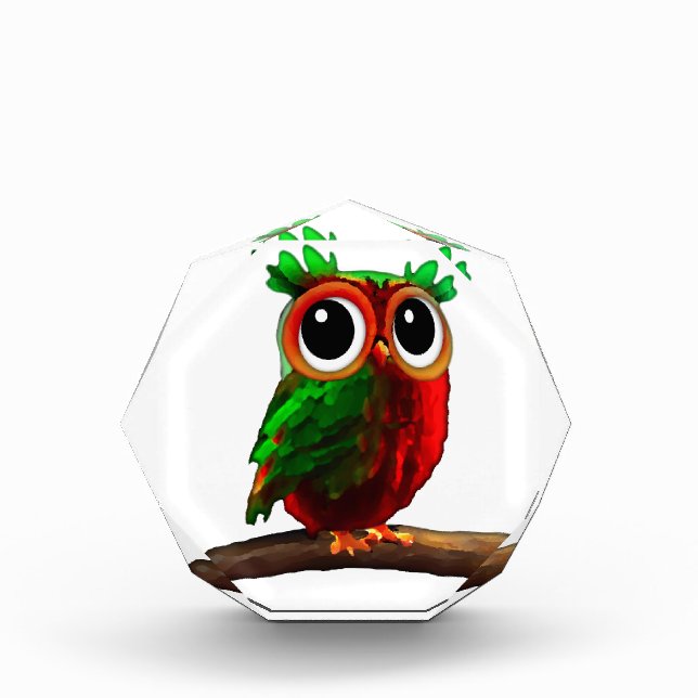 Kleines Rotes und Grünes Owl Fotoblock (Vorderseite)
