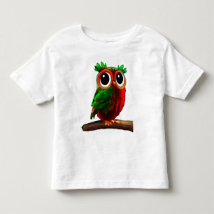 Kleines Rotes und Grünes Owl Kleinkind T-shirt