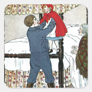 Kleines Rotkäppchen: Wenig rotes Safe Quadratischer Aufkleber