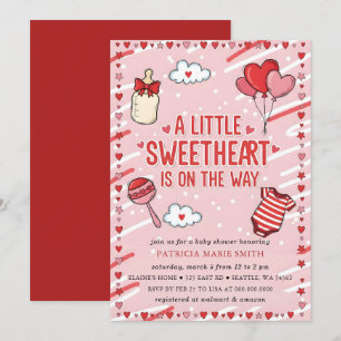 Kleines Schatz-Valentins-Schleifen-Baby-Party Einladung