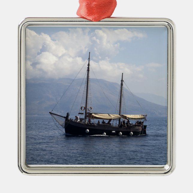 Kleines Schiff Silbernes Ornament (Vorne)