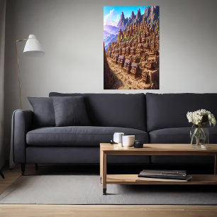 Kleines Schokoladenkuppeldorf Art der AI Poster