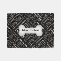 KLEINES Schwarz mit weißem Hundeknochen und Name