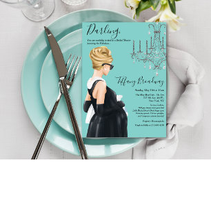 Kleines Schwarzes Blau Glamour Baby Shower Einladung