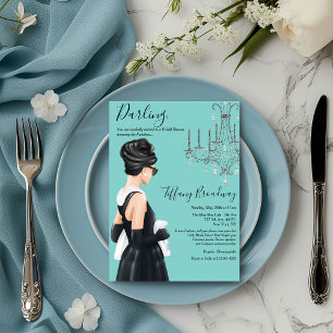 Kleines Schwarzes Brautkleid Blau Glam Brautparty Einladung