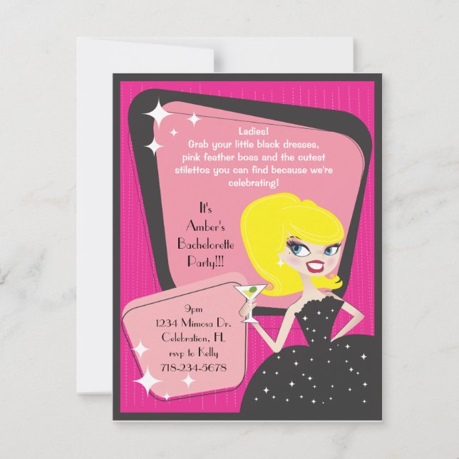 Kleines Schwarzes Dress_Blonde Bombshell Einladung (Vorderseite)