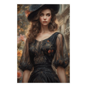 Kleines schwarzes Kleid in KI-Design - Vintage Art Poster