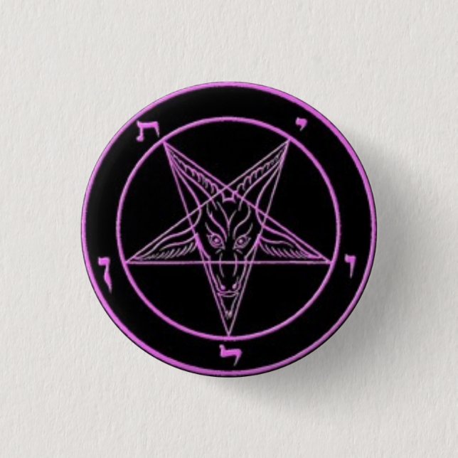Kleines schwarzes und rosa Baphomet Button (Vorderseite)