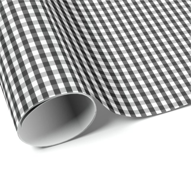 Kleines Schwarzweiss-Gingham-Packpapier Geschenkpapier (Rolleneckpunkt)